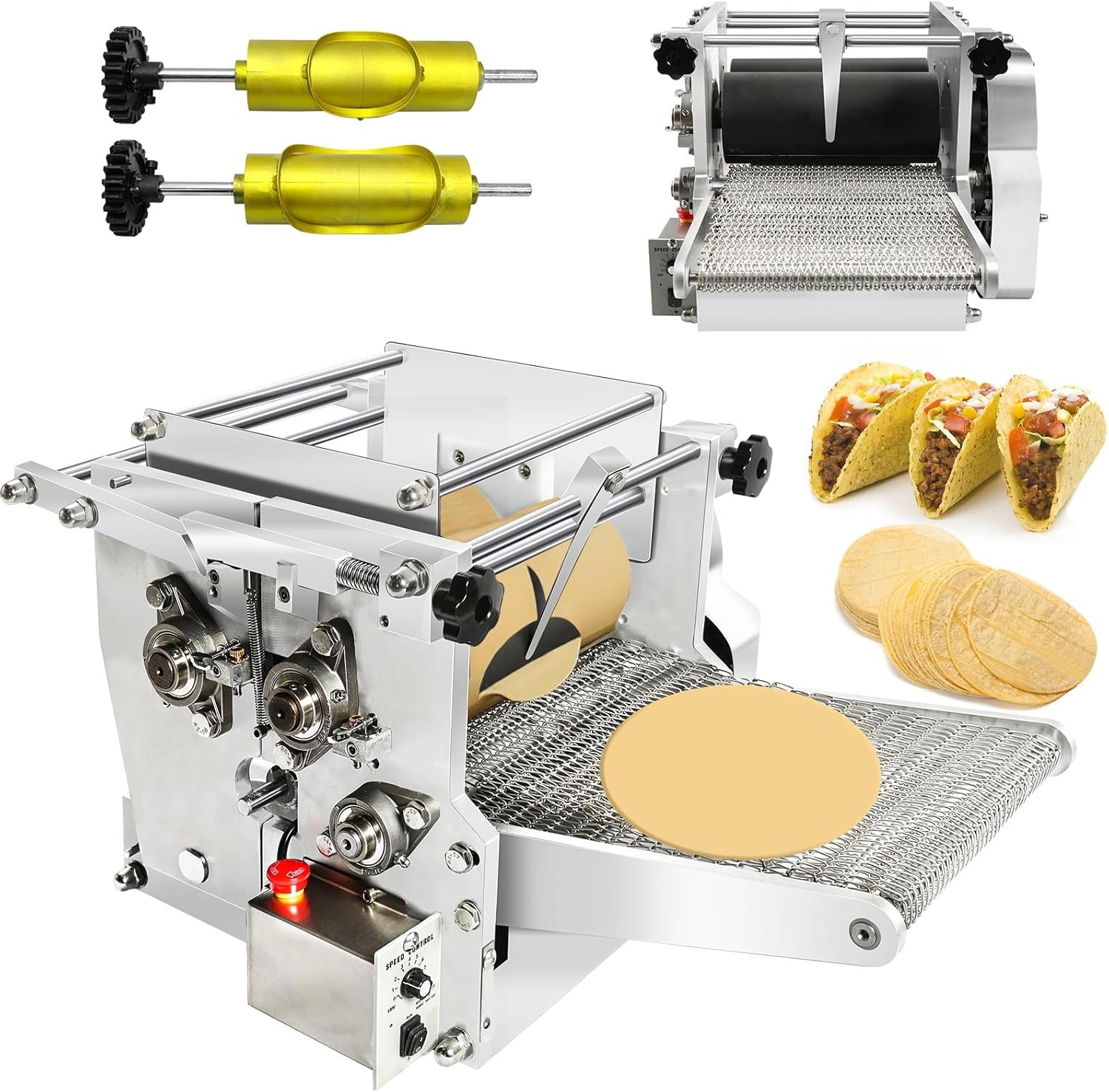 Electric Tortilla Maker, 2-7.8″ Automatic Corn & Flour Tortilla Press Machine with Non-Stick Coating – Commercial Chapati Roti Pita Pizza Dough Press for Restaurants (Black)