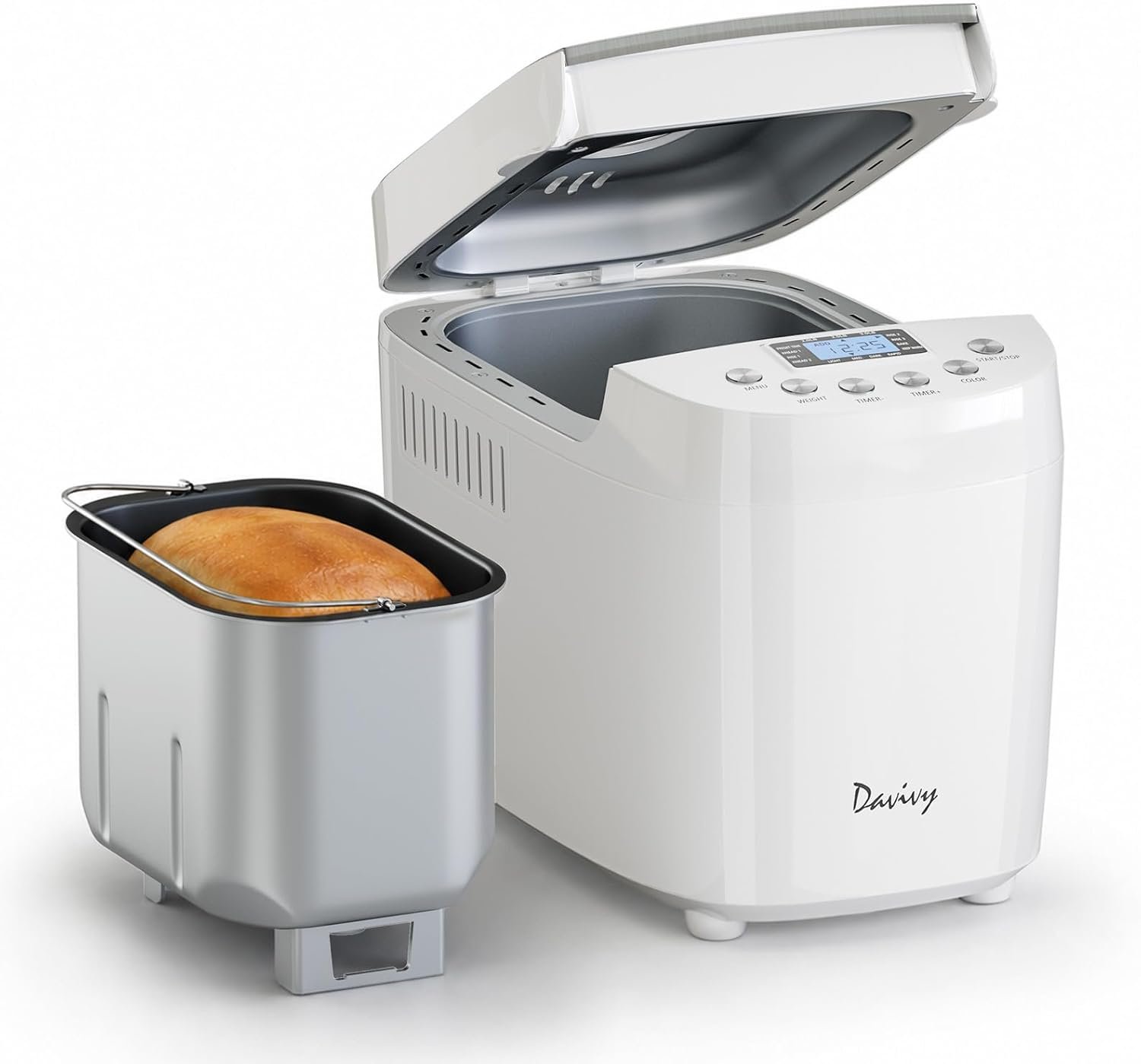 Davivy Bread Maker Machine with 2 Dough Kneading Paddles,15-in-1 Automatic Large Capacity Bread Machine Nonstick Bowl For Bread, Jam& Yogurt, 3 Loaf Sizes and 3 Crust Settings