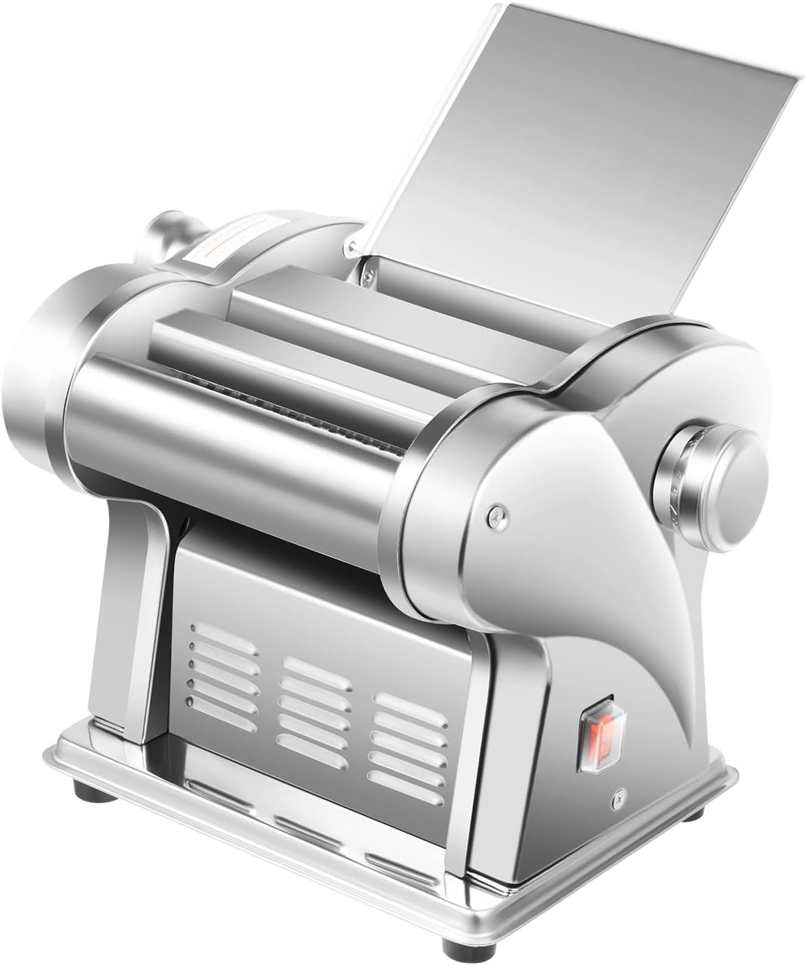 Electric Pasta Maker, 135W 110V Stainless Steel Automatic Noodles Dumpling Commercial Home Pasta Makers with Double Cutter Design, 8 Gears Adjustable Thickness Dough Pressing Machine