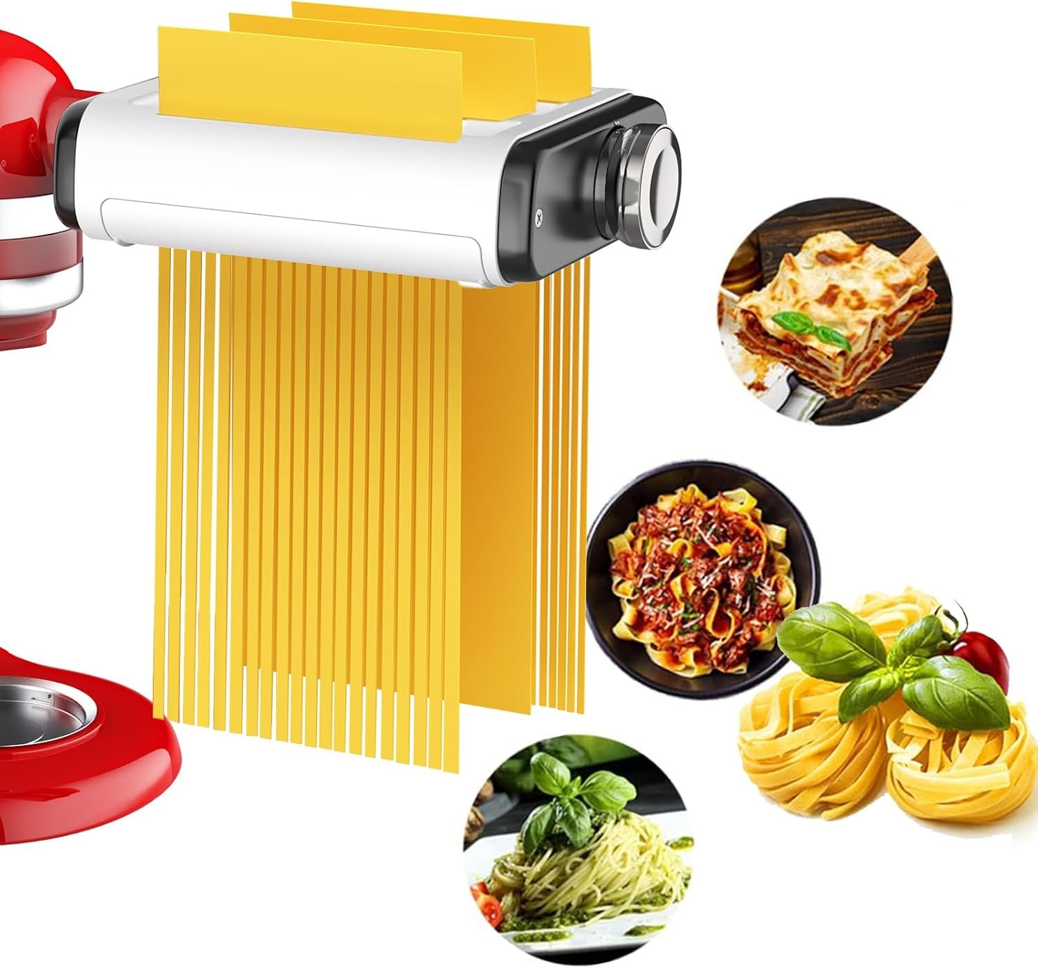 Pasta Maker Attachment for All Kitchenaid Mixers, Noodle Maker Kitchen Aid Mixer Accessories 3 In 1 Including Dough Roller Spaghetti Fettuccine Cutter – Homemade Fresh Pasta Easily!