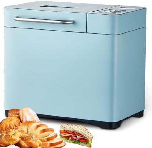 Bread Maker 1000g with Fruit Nut Dispenser, Automatic Dough Kneading Fermentation, 15h Reservation, 3 Crust Colors, Non-stick, Ideal for Gluten Free Baking