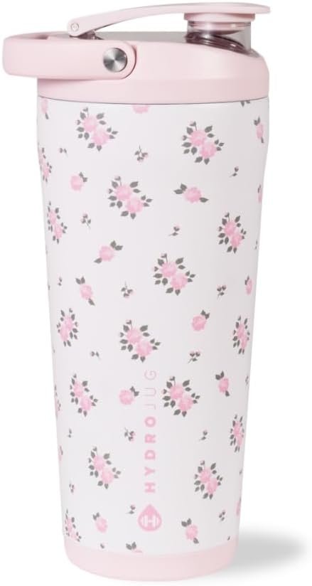 HydroJug Insulated Protein Shaker Bottle 24 oz, Silent Mixing, Wildrose