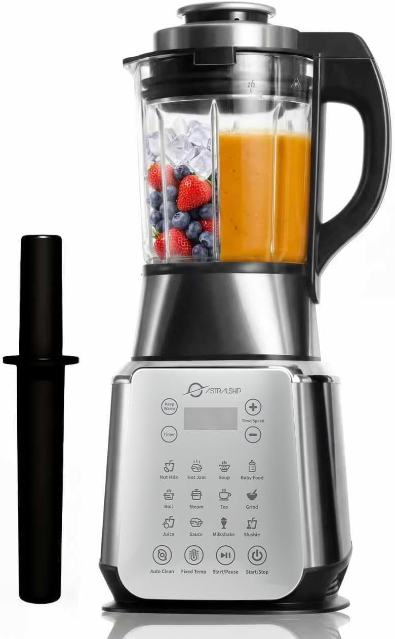 Glass Blenders for Kitchen – Stainless Steel Professional Blender for Smoothies 1500W Motor, Nut Milk Maker Machine 9 Adjustable Speeds, 14 Preset Programs, BPA-Free Glass Jar blender, Soy Milk, Soups