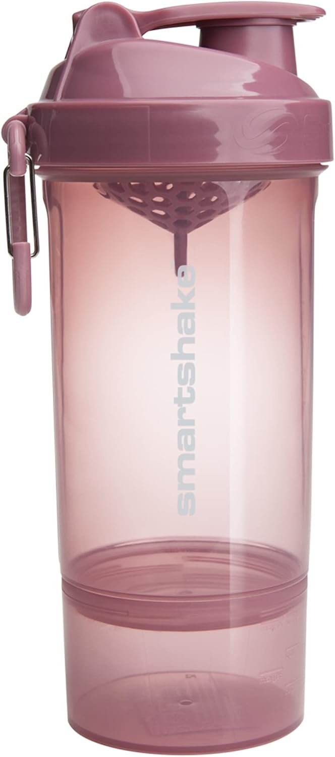 Smartshake Plastic Protein Shaker Bottle 800 ml | 27 oz – Leakproof Screw-on Lid – BPA Free – Unisex (Deep Rose, O2GO)