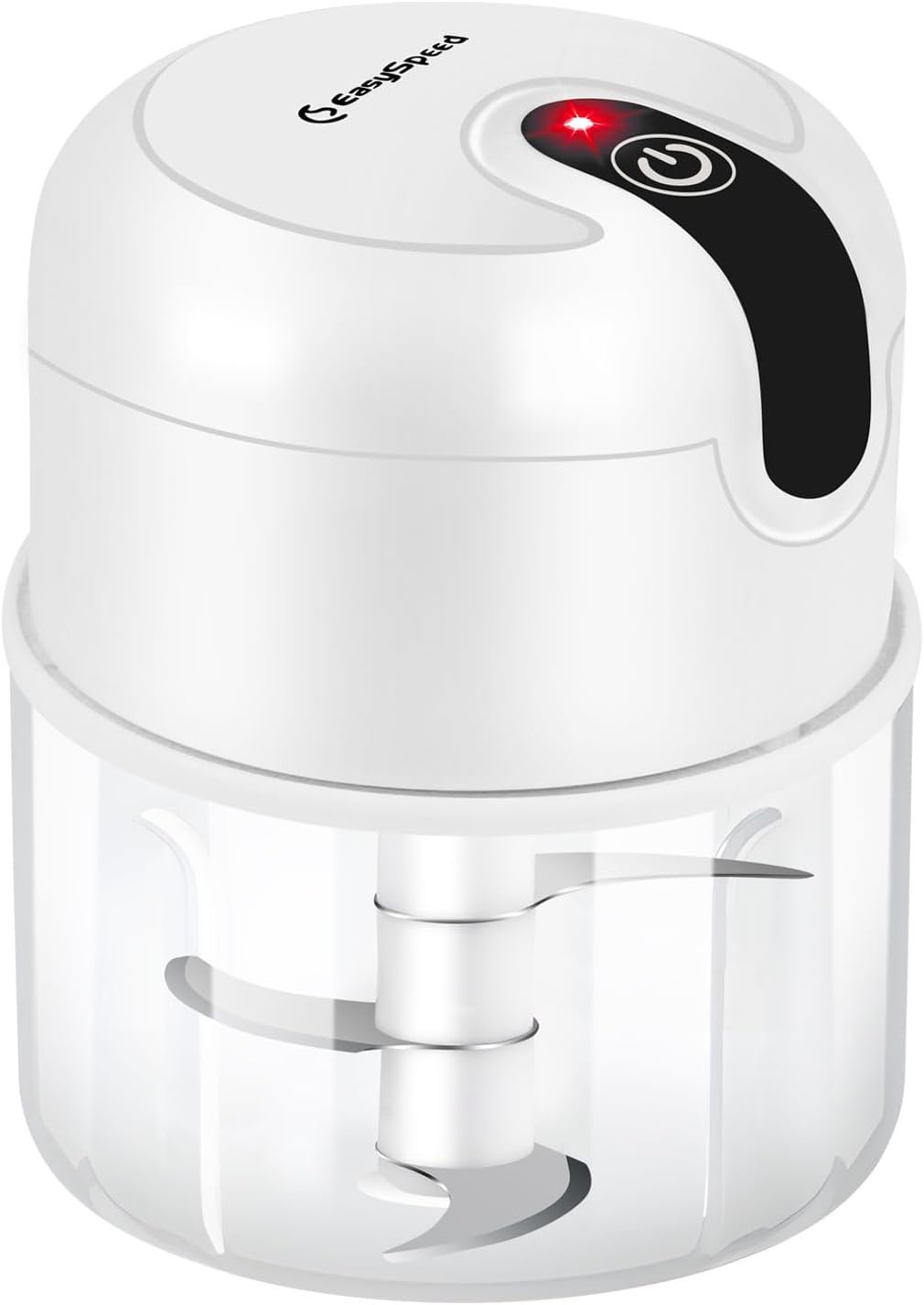 EASYSPEED Electric Garlic Chopper 1 Cup, Mini USB Charging Wireless Food Processor with 304 Stainless Steel, 3 Sharp Blades, Portable Kitchen Meat Grinder for Onion, Garlic, Ginger, Baby Food,White
