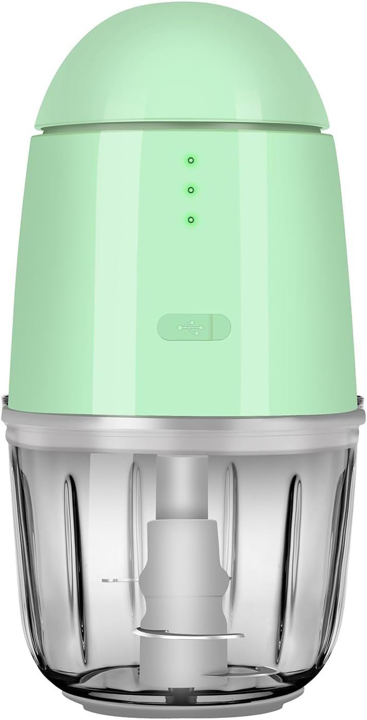 Food Processor – Cordless Mini Food Processor & Portable Small Food Chopper for Vegetables Fruit Salad Onion Garlic,Kitchen,1.3Cup 10 0z,150 Watts,Glass Container Dishwasher Safe (Green)