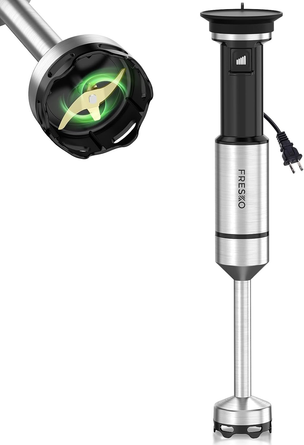 FRESKO Immersion Blender Handheld, Corded Hand Blender with Trigger Variable Speed, Anti-Scratch Stainless Steel Shaft, Stick Mixer for Soups, Shakes, Baby Food & Puree