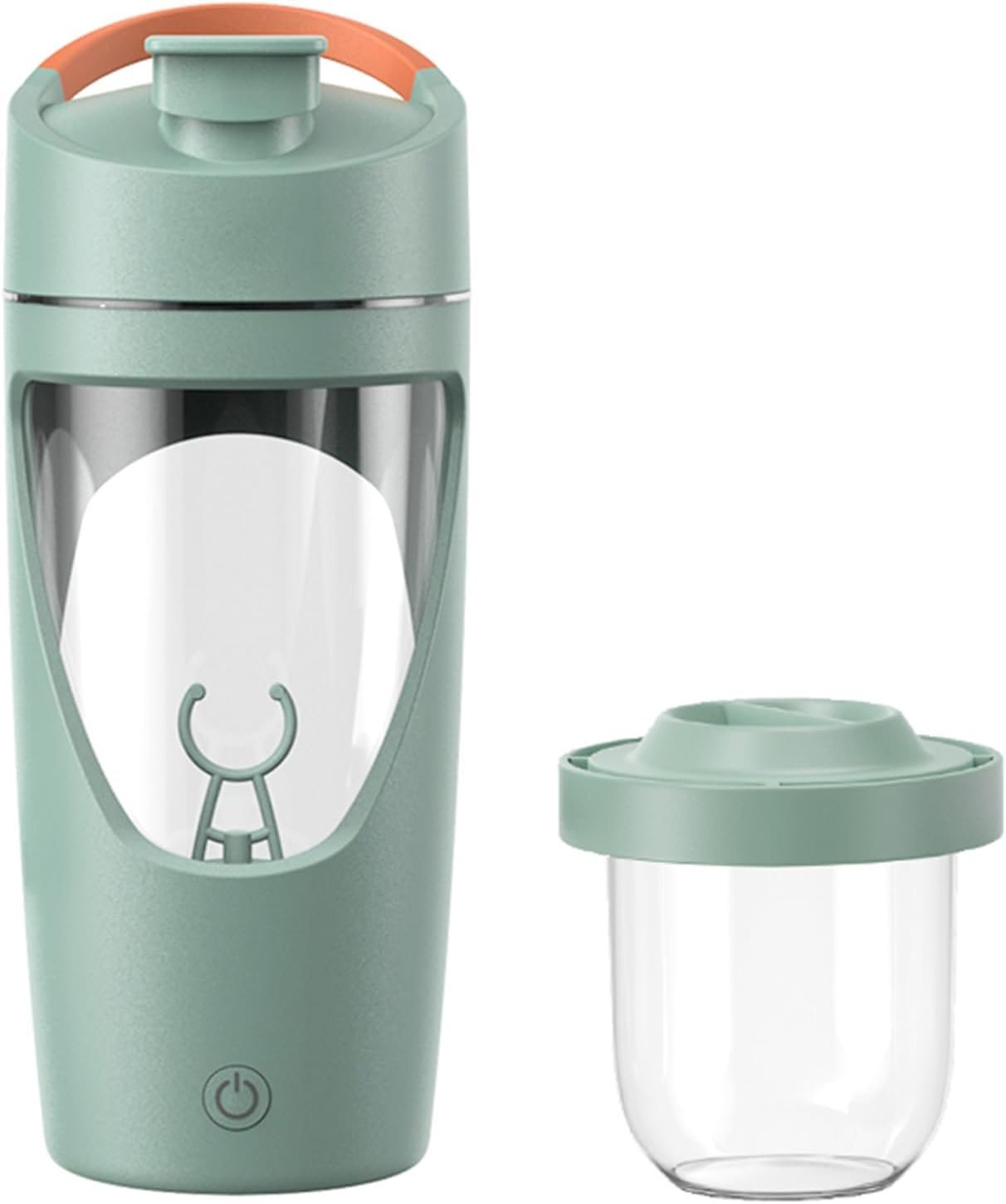 Electric Protein Shaker Bottle with Storage, 24oz USB-C Rechargeable Protein Shaker Cup, BPA-Free Tritan, Leak-Proof Portable Mixer Bottle for Gym, Travel（Green）