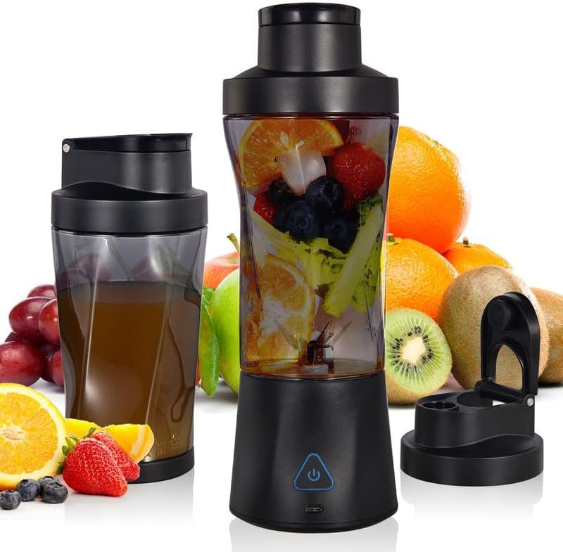 Personal Blender Wireless 24oz Cordless Mini 360 Watt Portable Blender-for Smoothies Freshly Squeezed Juices 6000mAh Self Cleaning and BPA Free Portable Juicer with 6 Sharp Blade Carbon Black