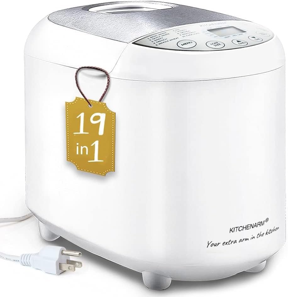 KITCHENARM 19-in-1 HANDY Bread Machine with Homemade Cycle and Gluten Free Setting – Beginner Friendly 2LB 1.5LB 1LB White Bread Maker Machine with Recipes and Delay Timer