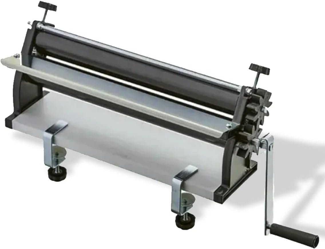 DKN Extra Large NON-STICK Pizza Dough Roller Machine with Hand Crank – Pasta Maker, fondant roller, Dough Sheeter Features Thickness Control and a large feeder – Solid Steel and Aluminum Construction