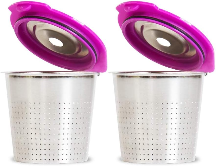 Cafe Flow Stainless Steel Reusable K Cup, 2-Pk by Perfect Pod – Refillable Capsule Cup Metal Coffee Filter for Keurig 1.0, Keurig 2.0, K-Duo, K-Mini and Select Models (See Full Compatibility Chart)