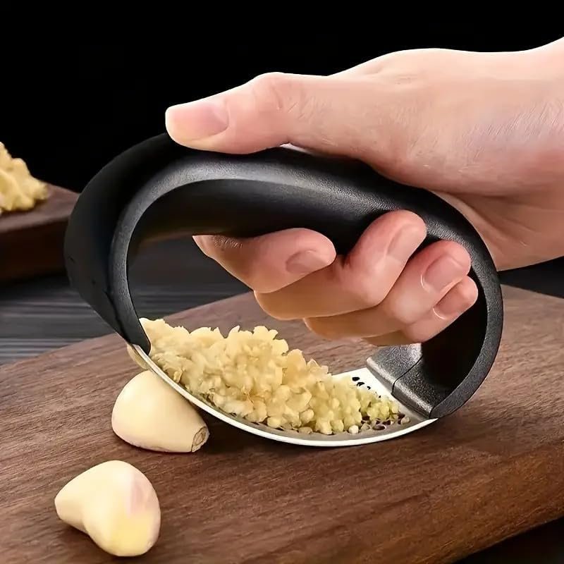 1pc, Premium Stainless Steel Garlic Rocker Press – Effortless Crushing, Easy Cleaning, Space-Saving Design for Apartment, College Dorm, and Kitchen Essentials