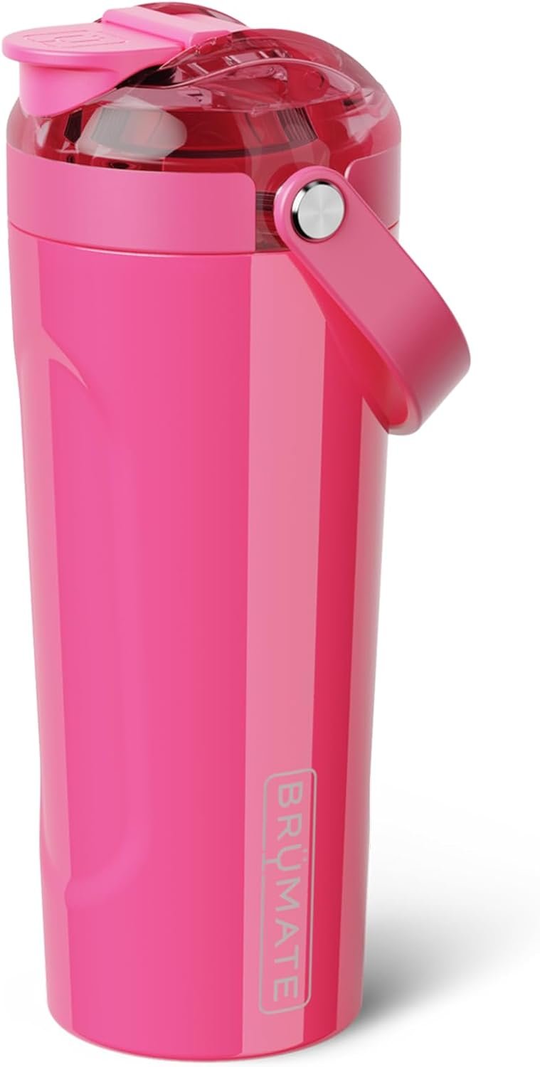 BrüMate MultiShaker Blender Shaker Bottle | 100% Leakproof Insulated Stainless Steel | Pre Workout and Protein Shaker Bottle for the Gym | 25oz (Neon Pink)
