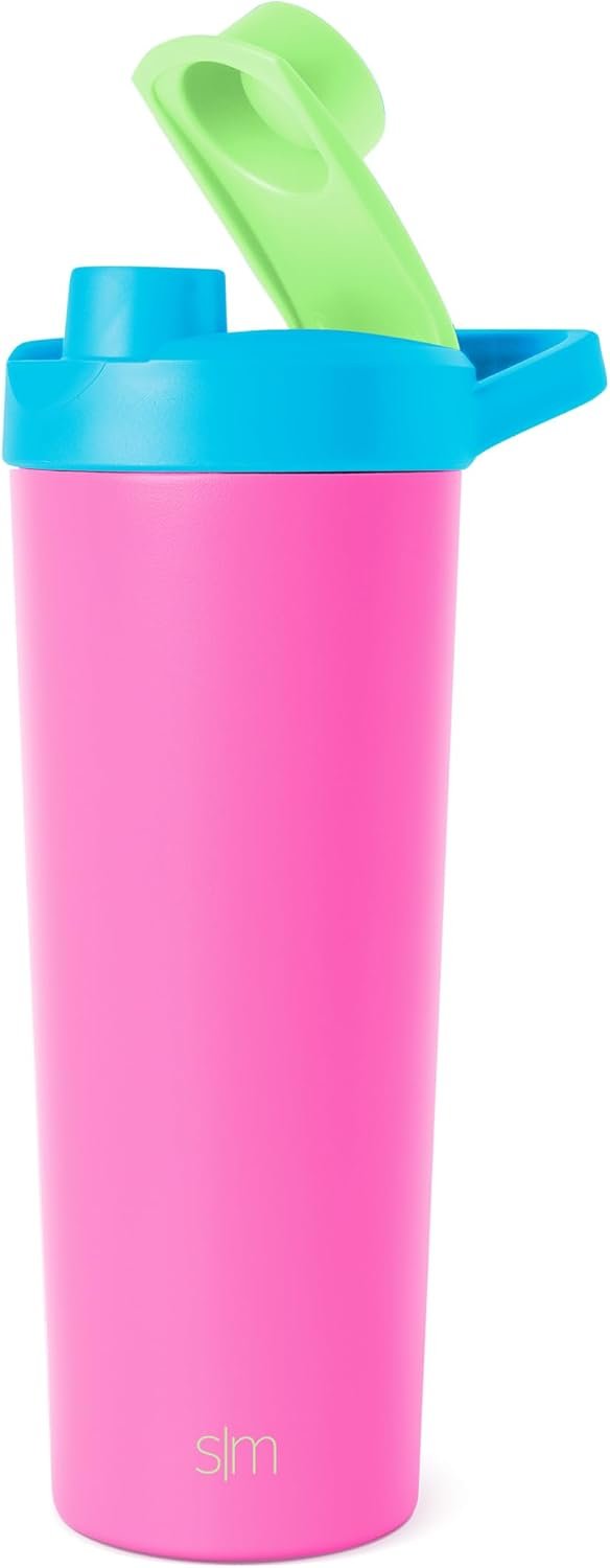 Simple Modern Stainless Steel Shaker Bottle with Ball 24oz | Metal Insulated Cup for Protein Mixes, Shakes and Pre Workout | Rally Collection | 80s Mix
