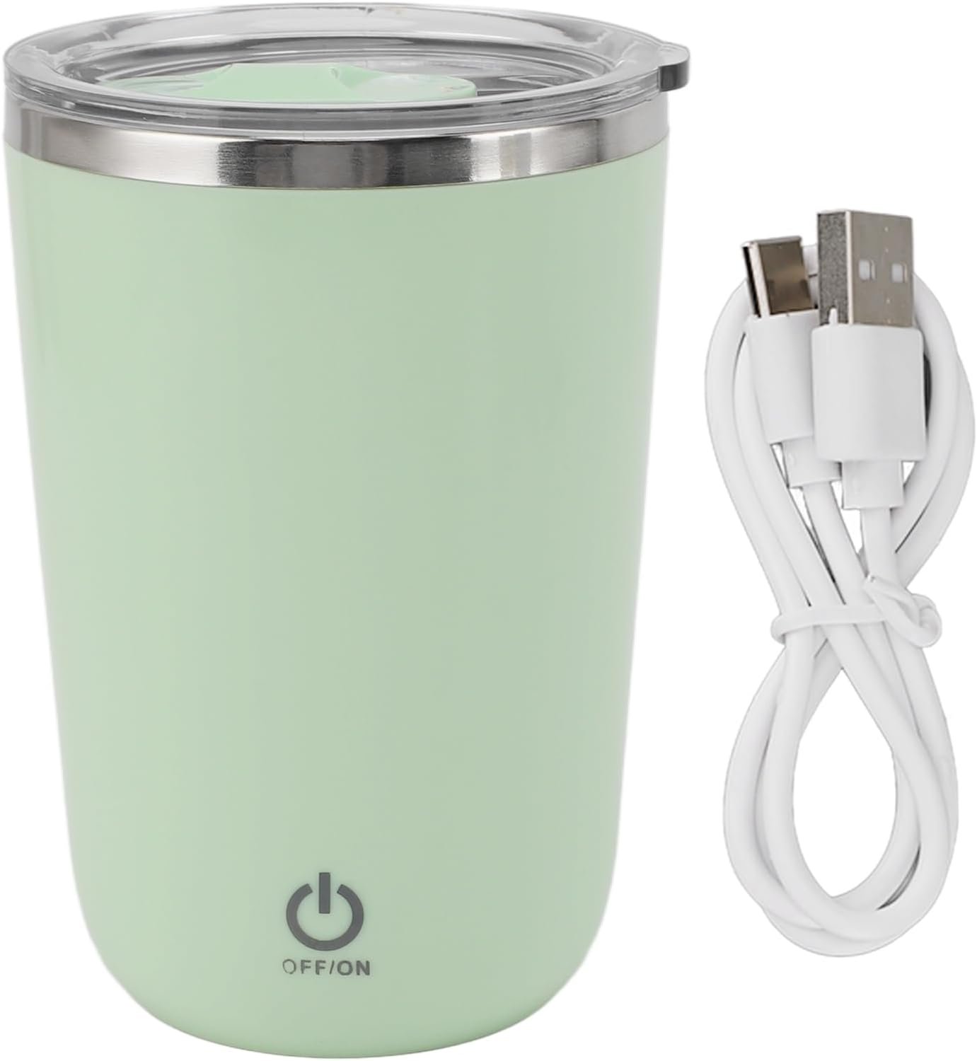 Shaker Bottle 11.8oz Electric Mixer Cup Stainless Steel Self Stirring Blender USB Rechargeable Coffee Mug for Sports, Workouts, Office(Green)