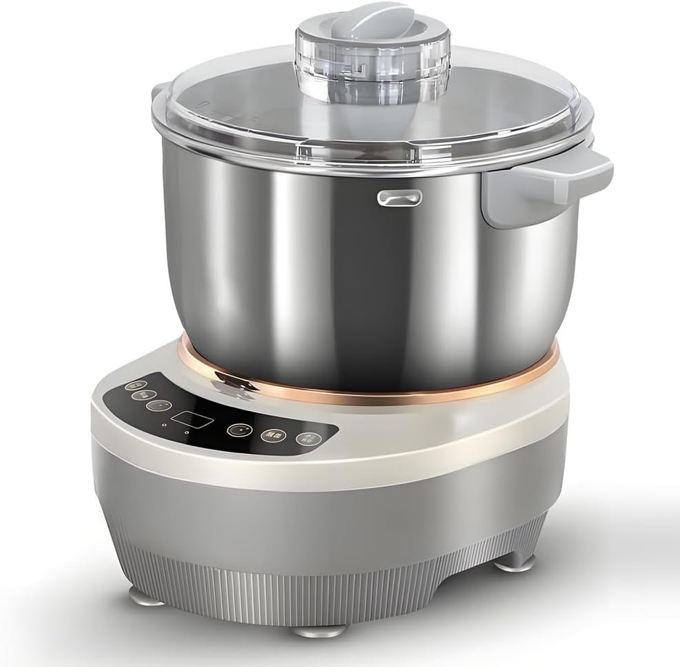 Electric Dough Maker Machine with Fermentation Function, 7L Large Capacity Household Dough Mixer, 304 Stainless Steel, Microcomputer Timing, Front Touch Panel, Gray,7L