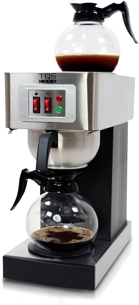 12-Cup Commercial Coffee Maker Stainless Steel – Double Coffee Machine for Office, Restaurant, Industrial Use – High Capacity Office Coffee Maker – TQS Cafe