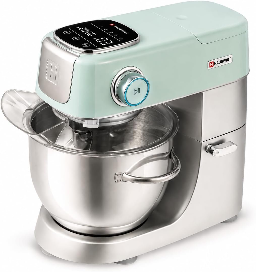 Hauswirt Stand Mixer Silent with LED Touch Screen, 5.3QT XL Large Mixers Kitchen Electric Stand Mixer for Household, 500W DC Motor 11-Speed for Bread Pasta Meat – Lake Green