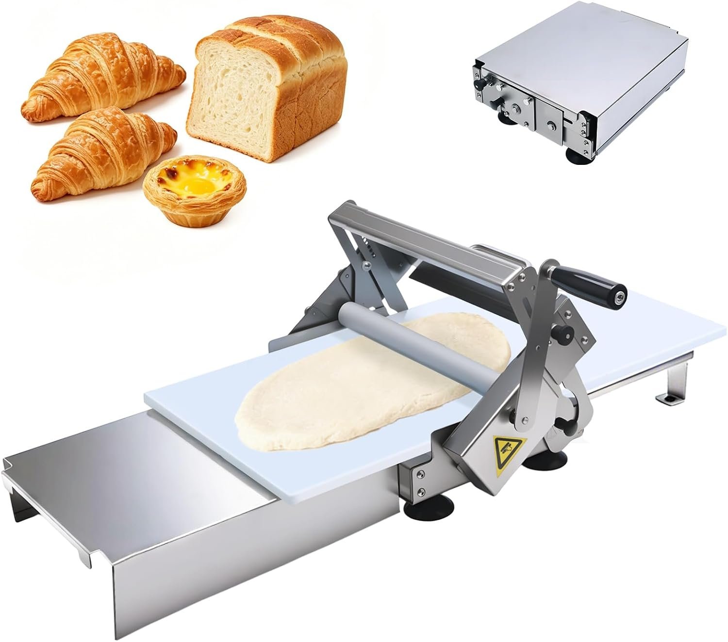 40.6″X22.8″ Foldable Manual Dough Sheeter, Stainless Steel Dough Roller Machine with 0-25mm Adjustable Thickness, Pastry Sheeter for Pizza Dough, Croissant Dough, Bakery, Restaurant & Home Use