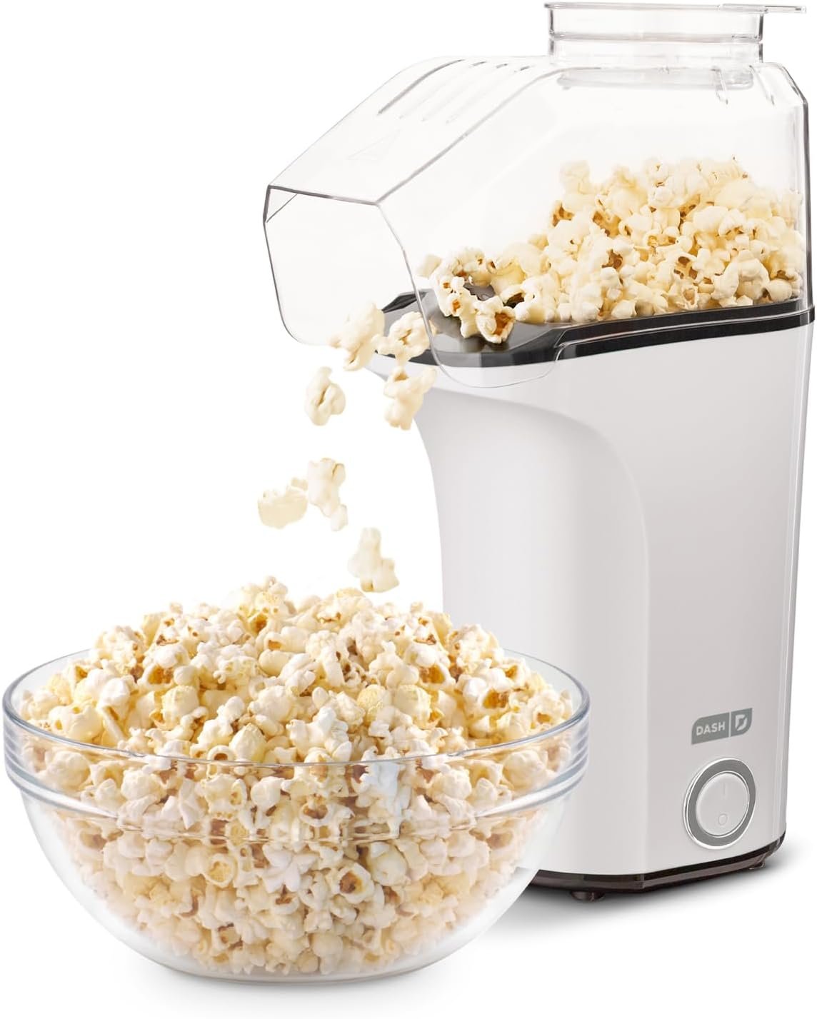 DASH Fresh Pop Popcorn Maker – Oil-Free, Air Popcorn Popper – With Measuring Cup & Recipe Guide – Perfect for Movie Nights – 16 Cups, White