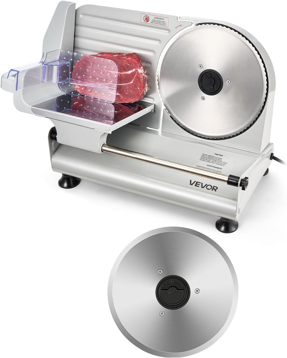 VEVOR Meat Slicer, 8.6″ Electric Deli Slicer with 2 SUS420 Blades & 0-0.6″ Adjustable Thickness, Dual Security Lock, 200W Home Food-Slicer for Frozen Meat, Ham, Baguett, Steak, ETL Approved