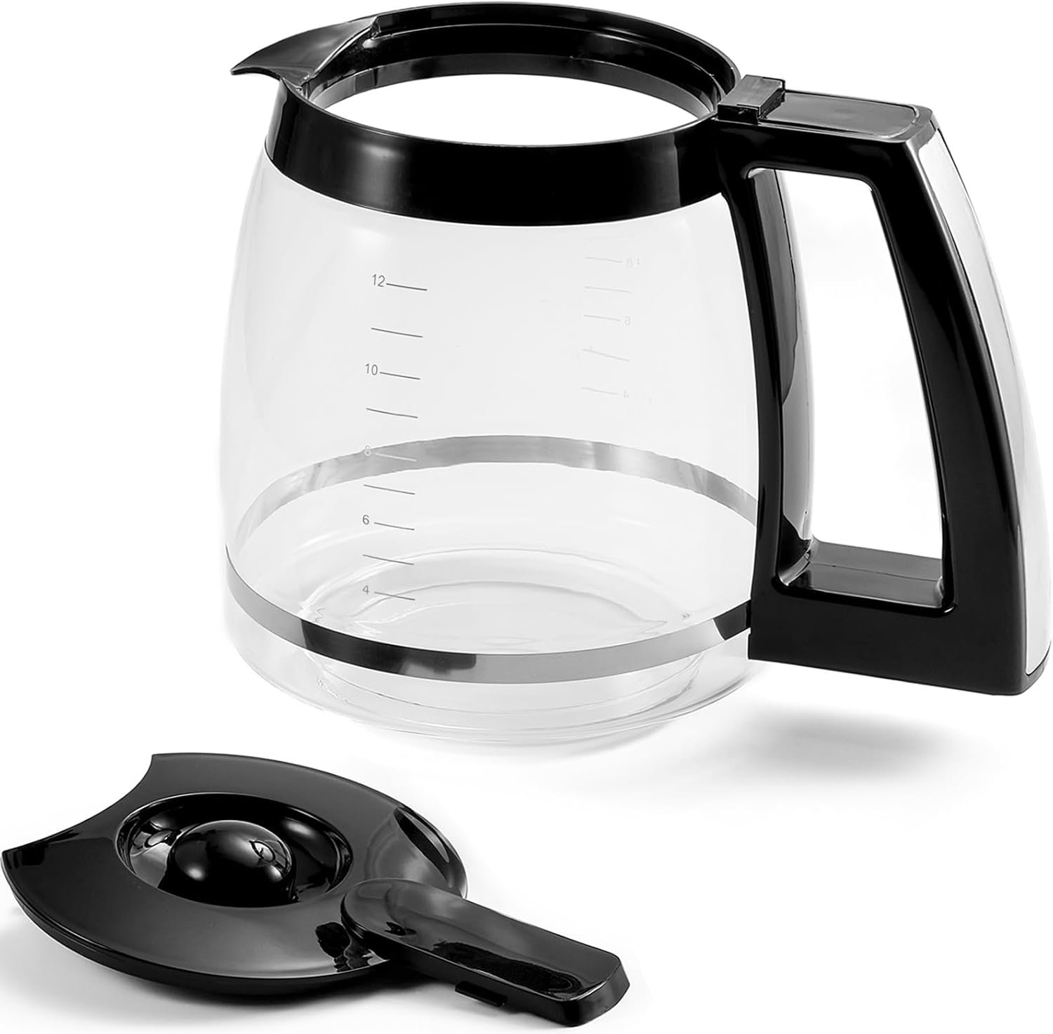12-Cup Replacement Glass Carafe Compatible with Cuisinart Coffee Maker, 12 Cup Coffee Pot Replacement for Cuisinart, Models DCC-1100BK, DCC-1200PRC, DCC-2650, DGB500BK