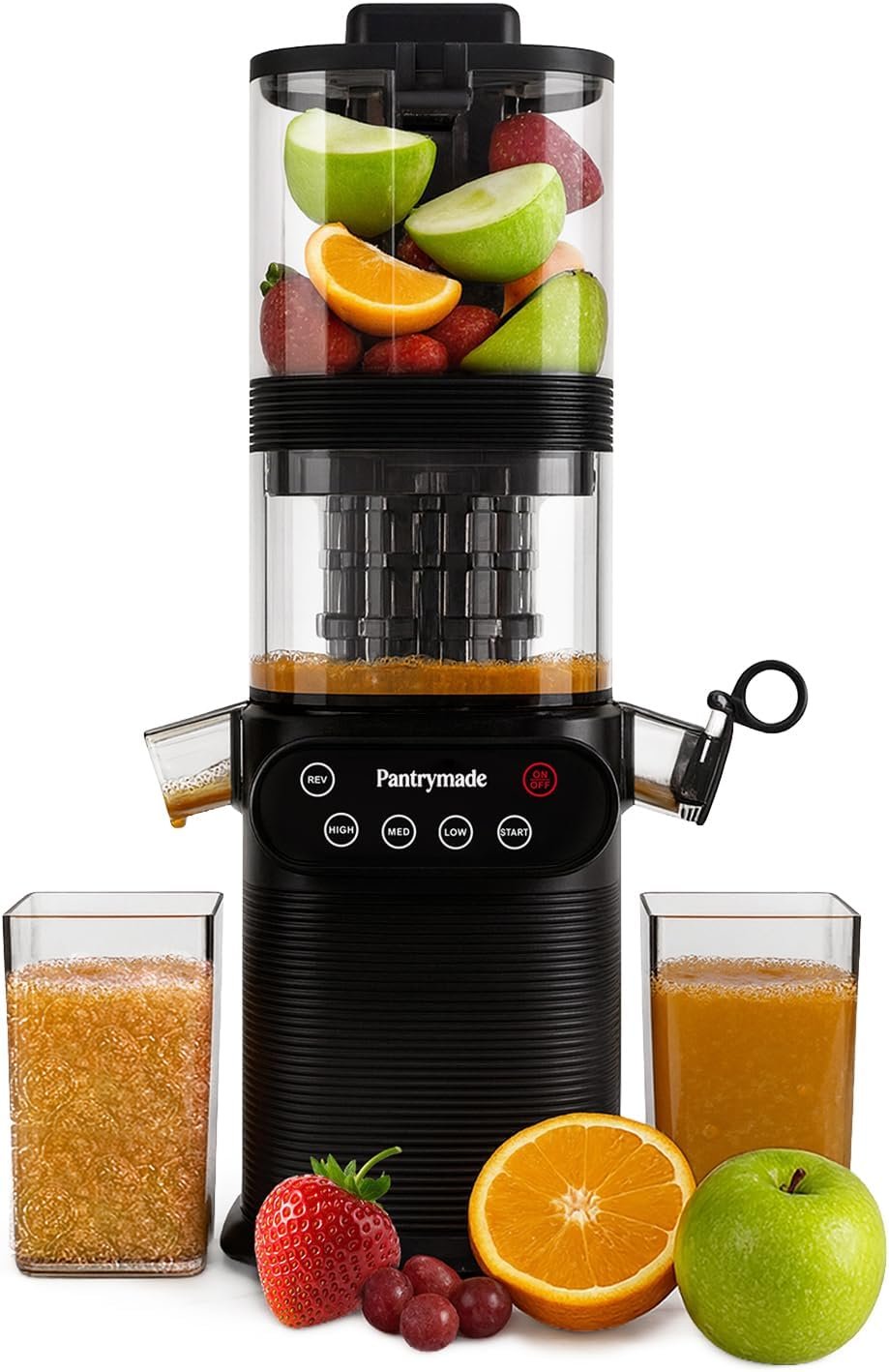 Pantrymade Cold Press Juicer | 5.5” Feed Chute, Whole Fruits, High Yield | Slow Masticating, 5.5″ Large Feed Chute, High Juice Yield, BPA Free, Powerful Brushless Motor