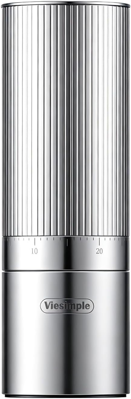 V6 Pro Burr Coffee Grinder, Portable Electric Grinder with All Metal Body, 60 Precise Settings for Espresso to French Press, Fast & Mess-free Grinding for Home Travel Use, Silver