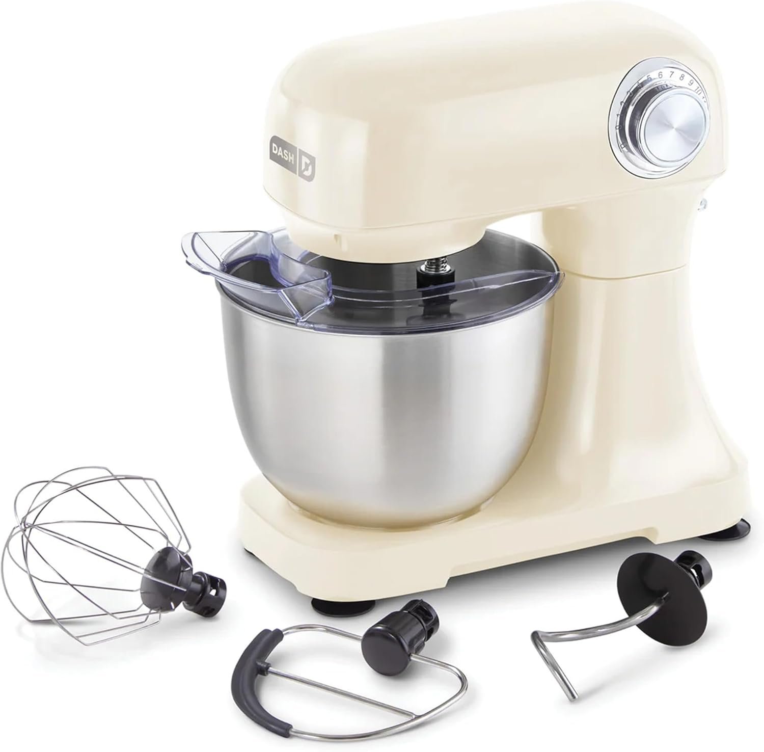 Dash 3.5QT Tilt-Head Stand Mixer – Electric Stand Mixer with Stainless Steel Bowl and Splash Guard For Baking – Cream, 3.5-Quart