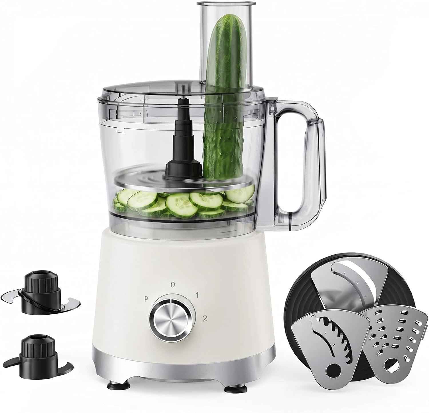 Food Processor 10.5 Cup (2.6QT), 600W Electric Food Chopper with 5 Stainless Steel Blades, 3-Speed Vegetable Chopper for Slicing, Shredding, Chopping & Dough Kneading, BPA-Free, Dishwasher Safe