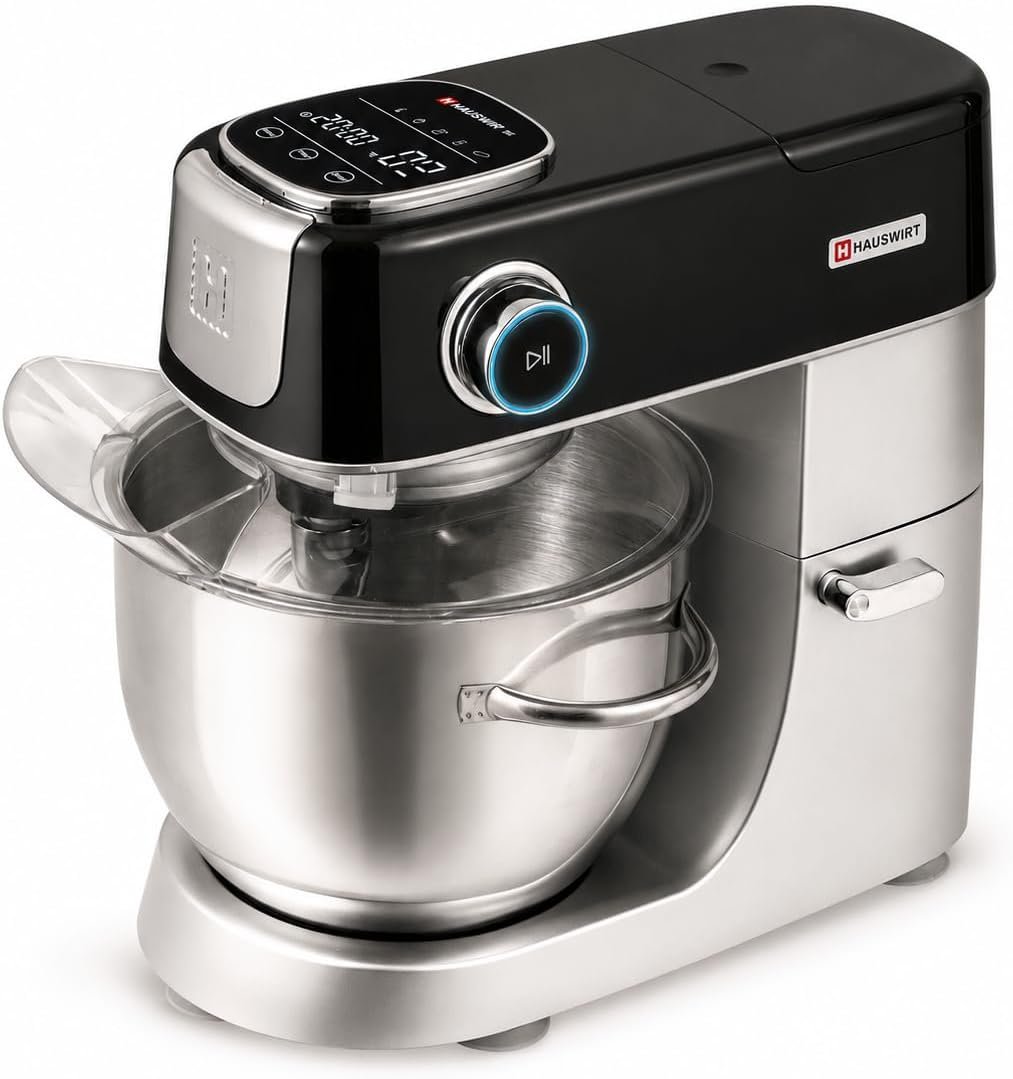 Hauswirt Stand Mixer Silent with LED Touch Screen, 5.3QT XL Large Mixers Kitchen Electric Stand Mixer for Household, 500W DC Motor 11-Speed for Bread Pasta Meat – Black