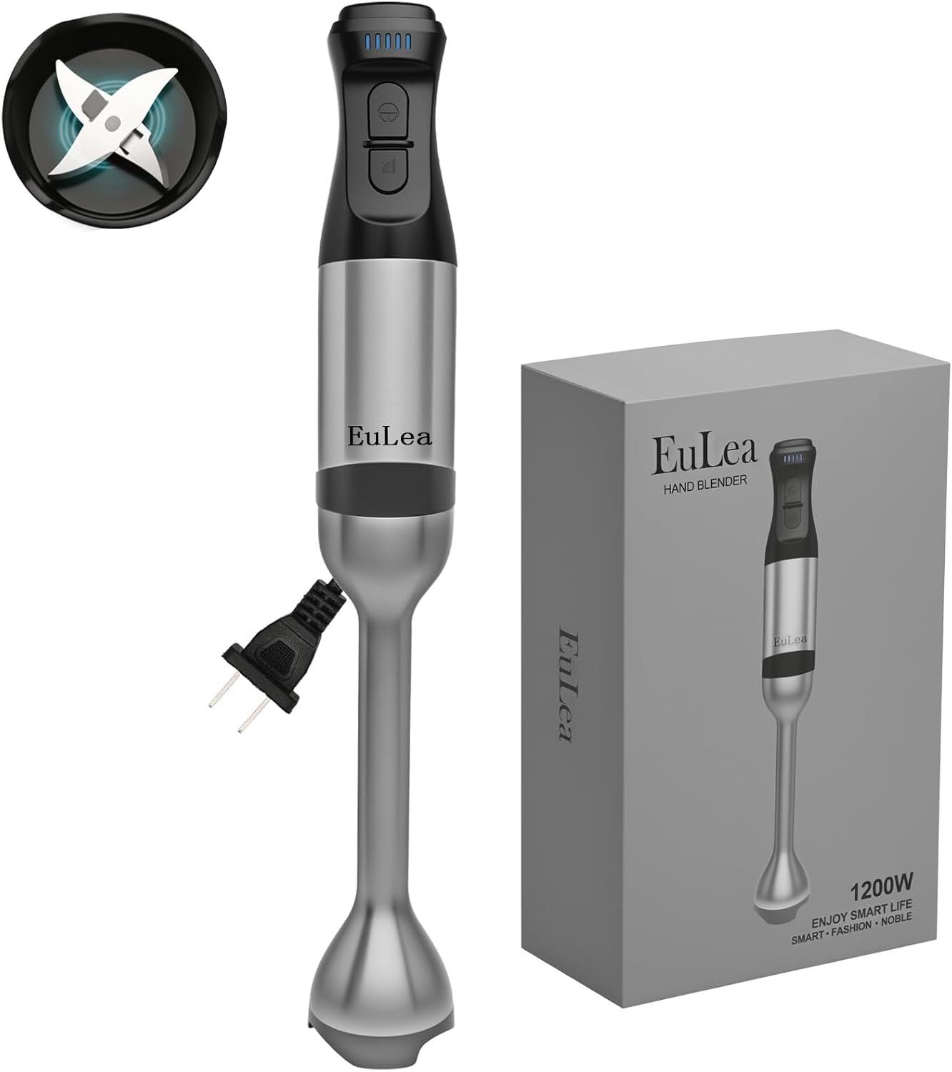 2026 New Immersion Hand Blender, 1200W, Gift Box Packaging. | with 5-Speed Settings, Stainless Steel Blades,with scratch-resistant design, An Ideal Choice for Blending Soup, Mayonnaise