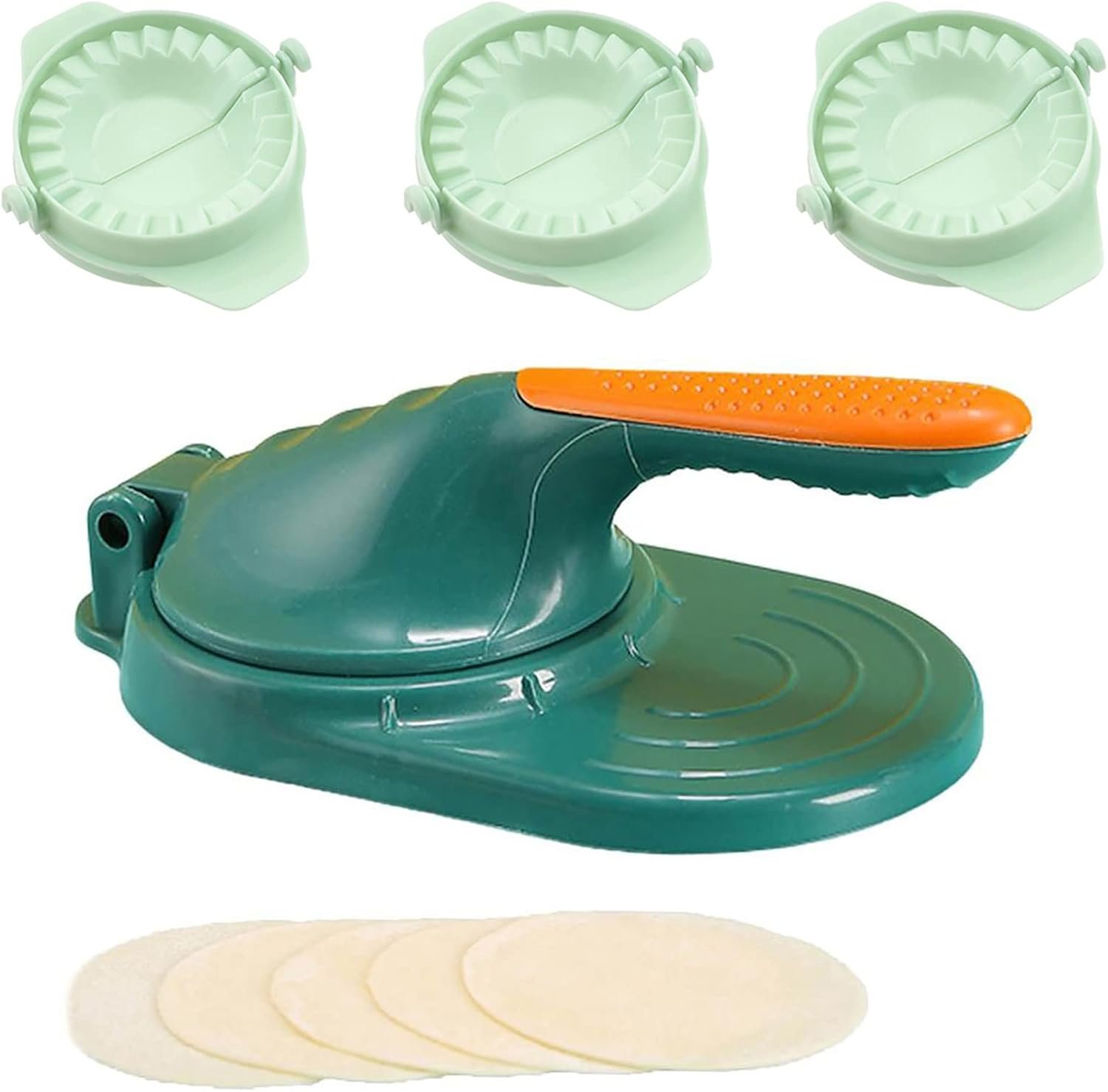 Dough Presser Dumpling Skin Maker with 3Pcs Dumpling Press Molds, Manual Press Chinese Dumplings Skin Tool Wrapper Presser for Making Chinese Dumplings Pie Ravioli Empanadas Sugar Pancakes