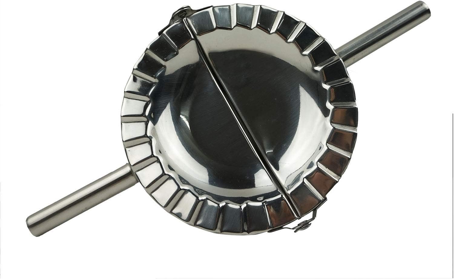 Stainless Steel Dumpling Maker, X-Large 5″ Goya Empanada Press Mold, Ravioli Mould Crimper, Wraper Dough Cutter – for Pie Ravioli Chinese Dumpling Pastry, with long handle (XL 5″ Dia)