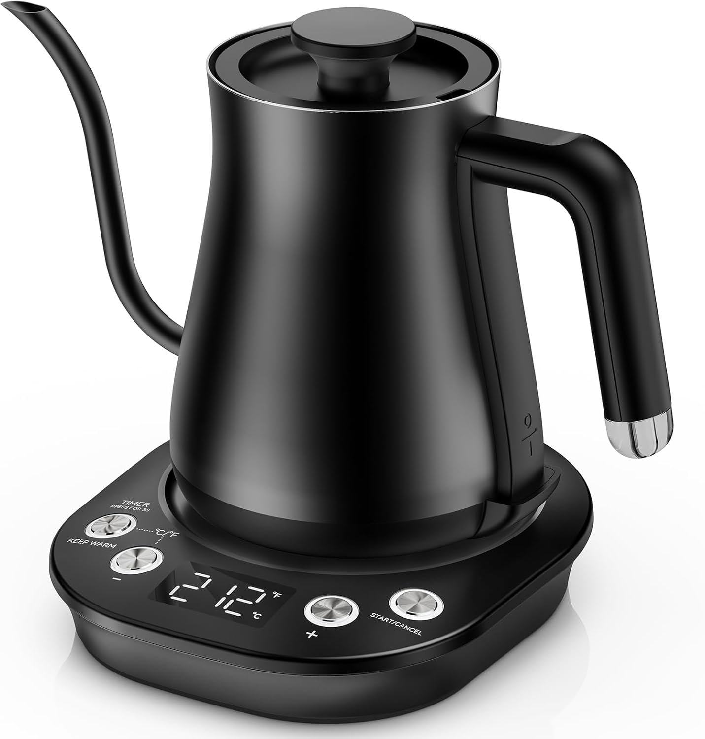 Gooseneck Electric Kettle with ±1℉ Temperature Control, 304 Stainless Steel Interior, BPA Free, 1200 Watt Rapid, Brew Timer, Automatic Shut Off for Pour Over Coffee, Brew Tea, Boil Hot Water