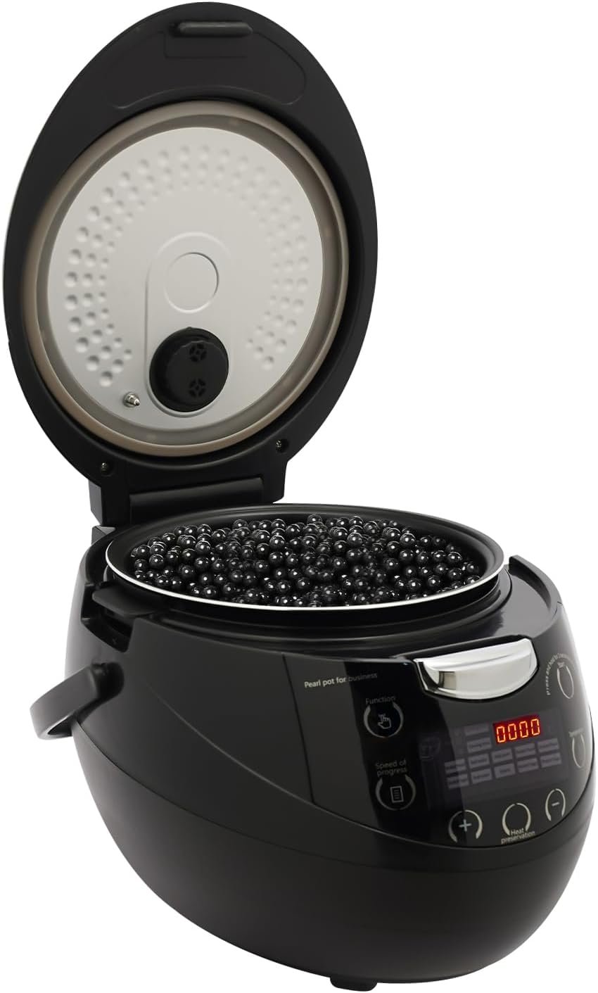 900W Commercial Boba Cooker, 6L/1.59gal Boba Maker Machine Boba Pot Boba Machine Pearl Making Machine LED Display Screen Steam Water Box Non-stick Inner Pot for Milk Tea Shops, Dessert Shops