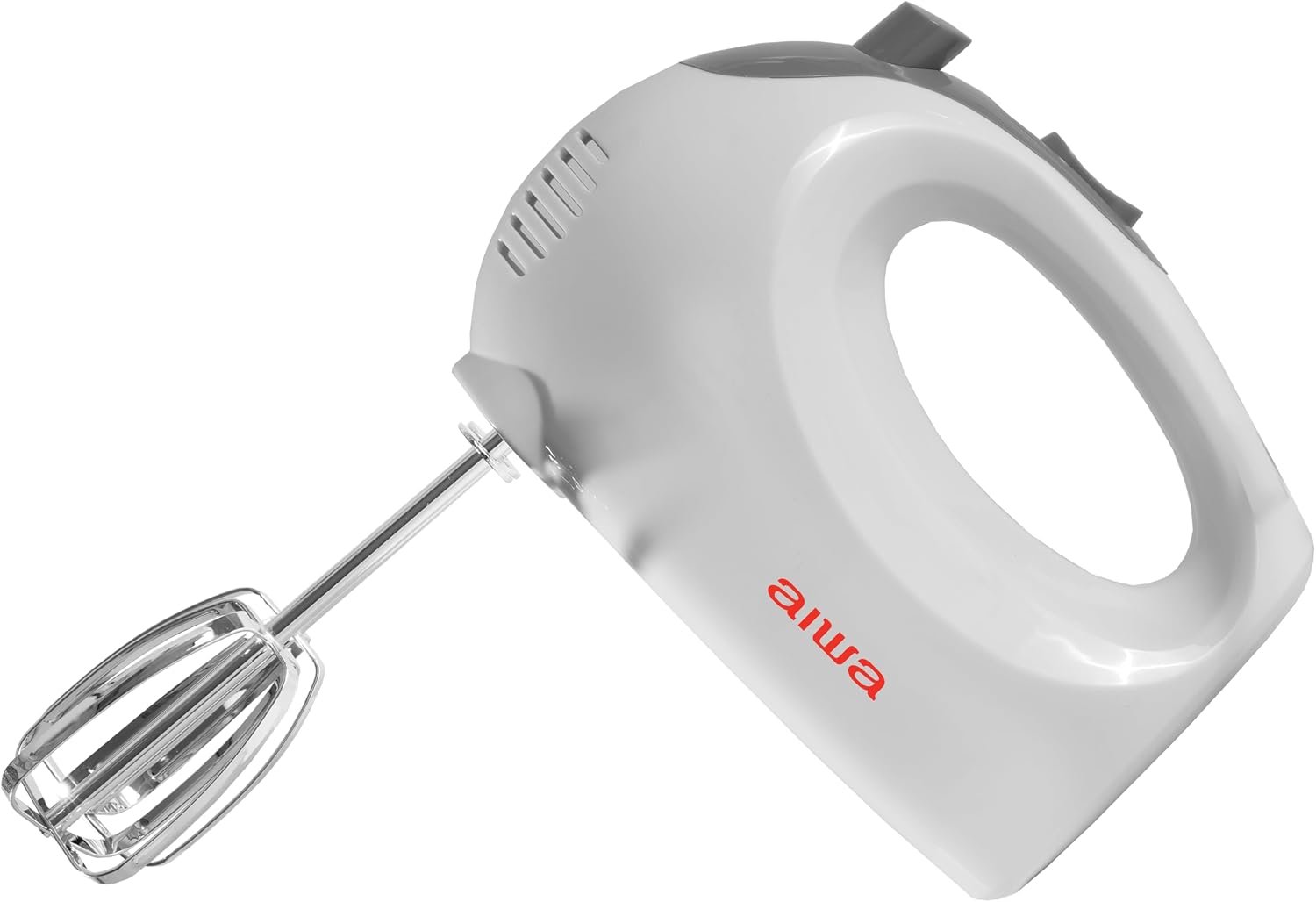 AIWA 5-Speed Hand Mixer with Eject Button, Electric Handheld Mixer for Cream, Batter, Eggs & Baking, Stainless Steel Beaters, Dishwasher-Safe, Lightweight Compact Design, White