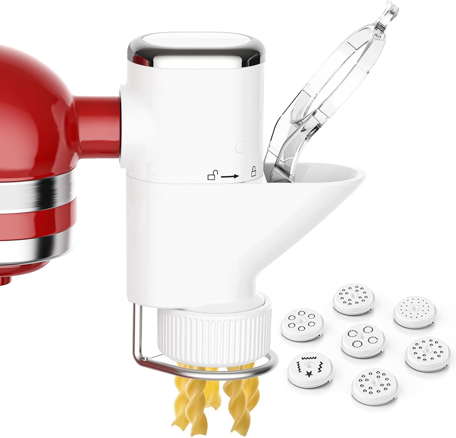 Gourmet Pasta Press Attachment for KitchenAid Stand Mixers, Pasta Maker Kitchenaid Attachment With 7 Interchangeable Pasta Plates, For Kitchen aid Pasta Attachment