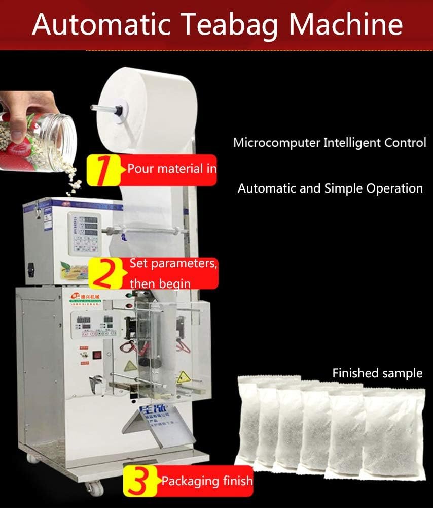 CGOLDENWALL Automatic Teabag Machine Weight Filling Packaging Machine Measuring Packaging Machine Spiral Feeding Machine Sealing Machine Granule/Powder/Herb/Tea Packing Machine (Filling Range: 1-50g)
