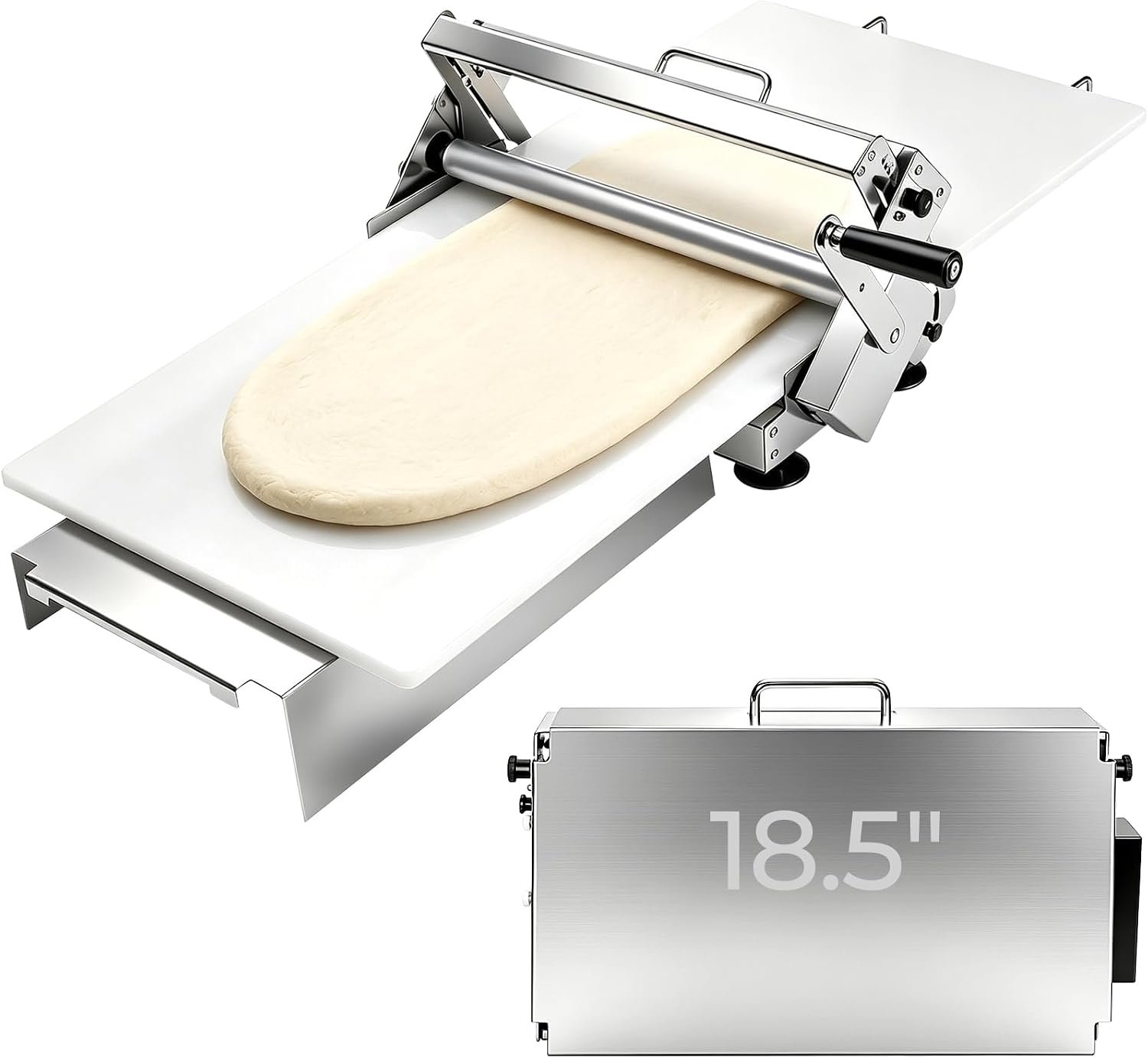 Folding Dough Sheeter Machine, Manual Stainless Steel Dough Roller Machine, 40.5″X22.8″ New Pastry Roller for Commercial Home Bakery, Puff Pastry & Pizza