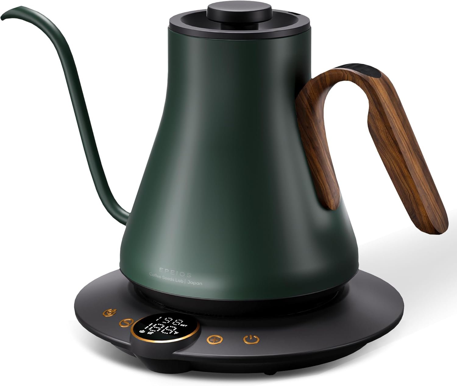 Cocinare Gooseneck Electric Kettle, ±1°F Precise Temperature Control, 1500W Fast Heating, Pour Over Coffee & Tea Kettle with Brew Timer & Keep Warm, Stainless Steel, 0.9L (Delacroix Green)