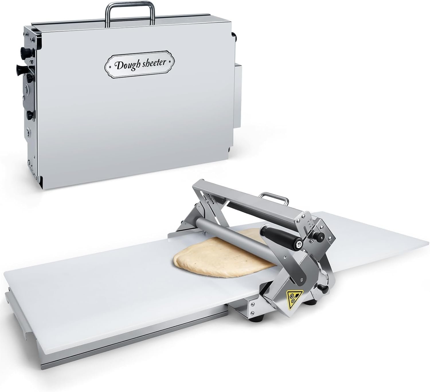 40.9”x15.5″ Folding Dough Sheeter with Sheeter Board Manual Dough Roller Machine Stainless Steel Sheeter Thickness Adjustable
