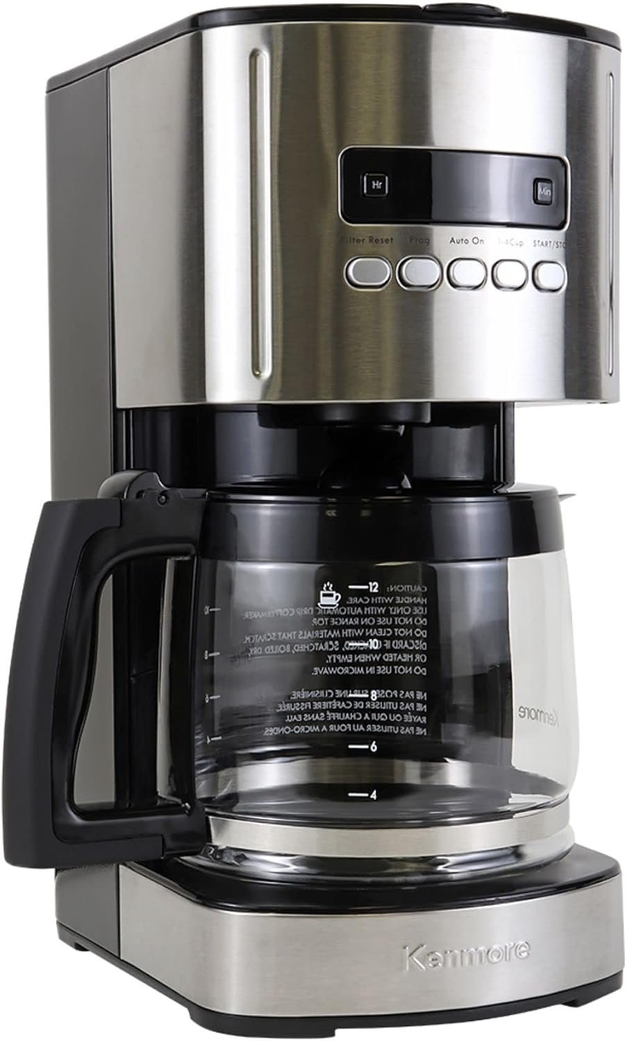 Kenmore Drip Coffee Maker – Programmable Cafe Machine With Glass Pot, Regular & Bold Brew, Auto Shut Off Large Water Reservoir, Reusable Filter, Kitchen Appliances For Cafeteria Barista, 12 Cup Black