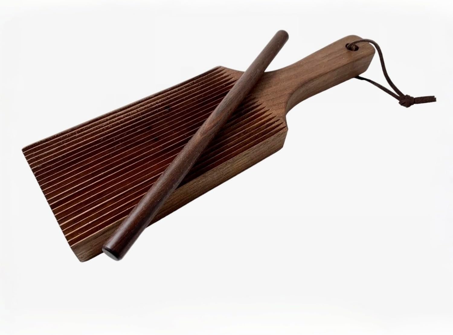 Gnocchi Board – Hand Crafted in USA of American Grown Walnut – Solid Wood Gnocchi Paddle with Garganelli Stick – Cavatelli Pasta Maker – Pasta Board Gnocchi Roller by Crafted Home Goods