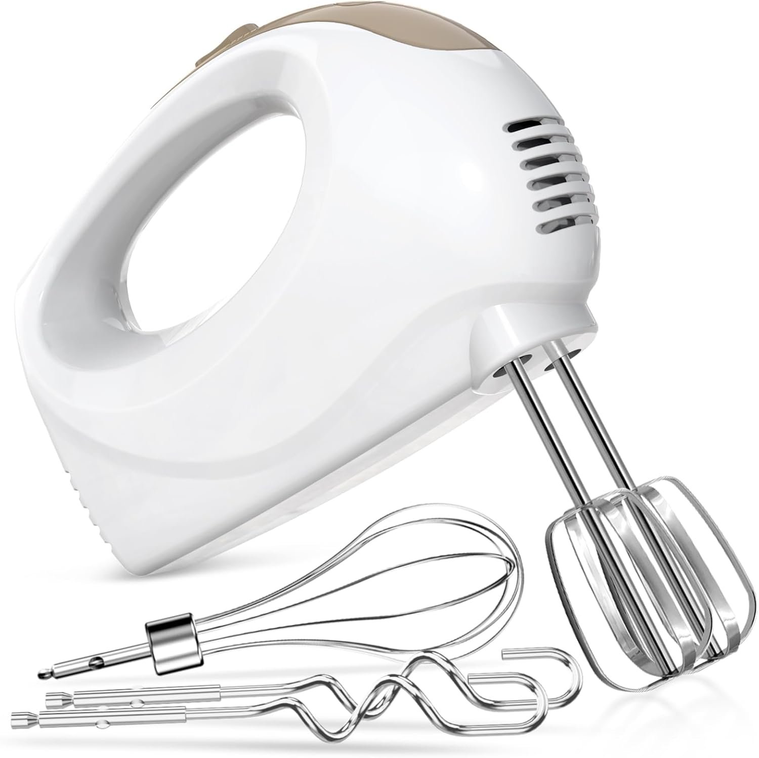 Handmixer Electric Handheld – 5 Speed Portable Kitchen Mixer Electric with 5 Stainless Steel Accessories Whisk, Food Beater for Whipping Mixing Cookies