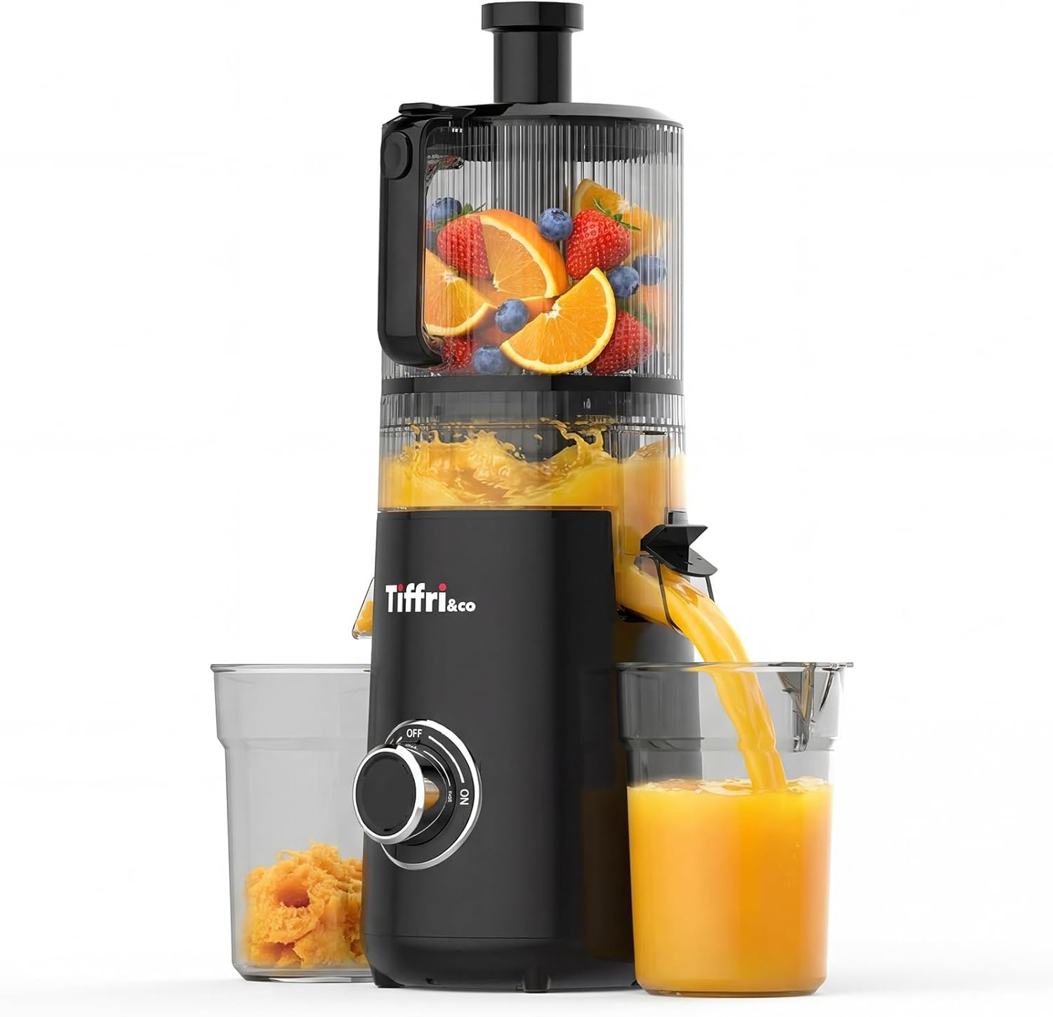 Tiffri&Co Cold Press Juicer, Masticating Juicer for Fruits and Vegetables | 6″ Wide Feed Chute, 600W AC Brushless Motor, 95% Juice Yield, 50 db Quiet, Suit for Juice Nut Milk & Sorbet,BPA-Free