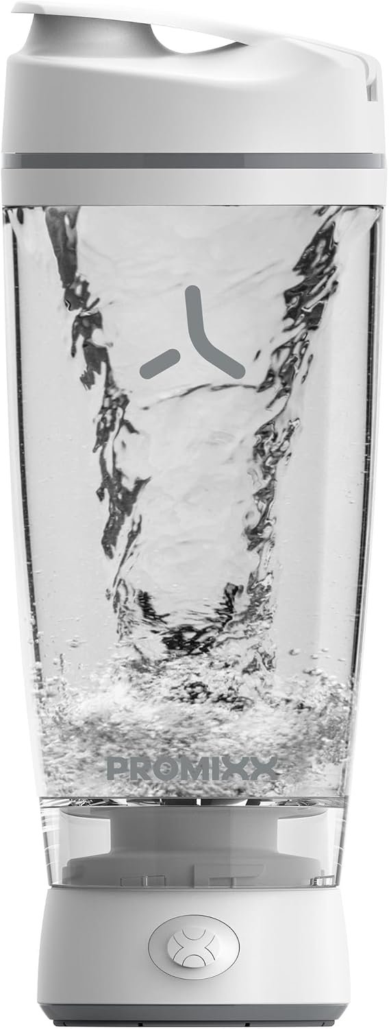 Promixx Original Shaker Bottle – Battery-powered for Smooth Protein Shakes – BPA Free, 20oz Cup (White)