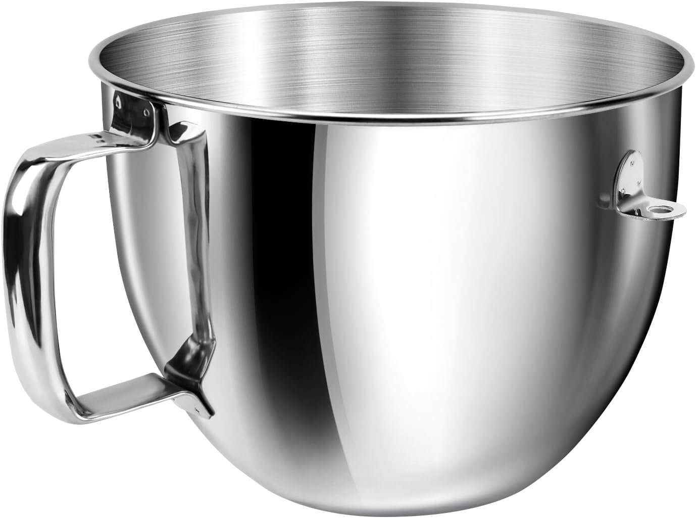 6QT Stainless Steel Mixer Bowl with Handle Compatible with KitchenAid Bowl Lift Stand Mixers KD2661, KL26M, KP26M1, KP26M8, KP26N9, KV25G, KV25M. Food Grade Mixing Bowl for 6QT Kitchen Aid Lift Mixers