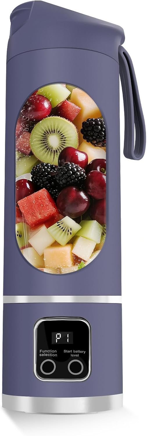 Lilogi Portable Blender, 500ML Blenders for Smoothies with LED Display | 12-Blade USB-C Rechargeable Blender, Travel Blender Cup for any kitchen, office, outdoor, travel, gym or sports